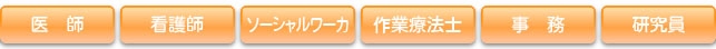 医師・看護師・研究員・事務・ソーシャルワーカ・作業療法士